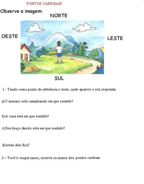 Atividades Sobre Os Pontos Cardeais 4 Ano