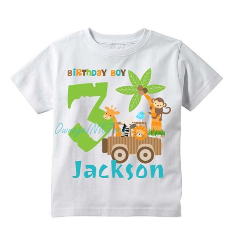 Jungle Safari Baby Animals T Shirt Personalize Add Etsy Uk