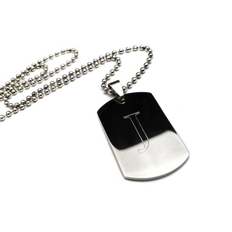 Initial Dog Tag Necklace - UniqJewelryDesigns