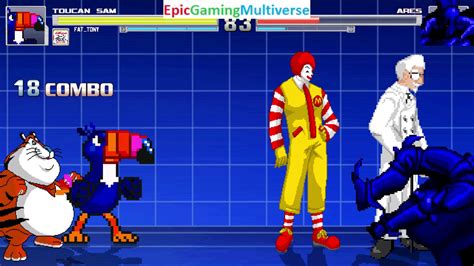 Ares Vs Fast Food Mascots Ronald Mcdonald And Colonel Sanders In A