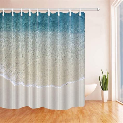 Bpbop Ocean Sea Beach Waves Nature Scenery Polyester Fabric Bath Curtain Bathroom Shower