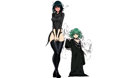 Two Women Thighs Green Hair Hips Legs Together Tatsumaki Fubuki
