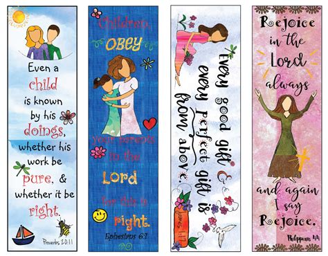 Bible Verse Bookmarks For Children Diy Full Color Print And Cut Etsy