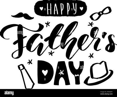 Happy Fathers Day Lettering Calligraphy Card Vector Greeting Illustration Black Text Isolated