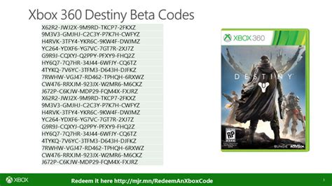 Estos códigos de juegos son utilizados en xbox 360 y xbox one. Destiny códigos para la Beta AQUÍ en Xbox 360 › Juegos (10/15)