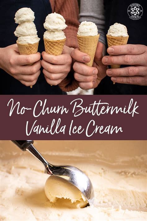 No Churn Homemade Buttermilk Vanilla Ice Cream Homemade Buttermilk Homemade Ice Cream