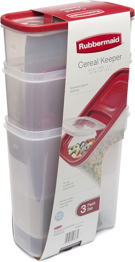 Rubbermaid Flip Top Cereal Keeper Modular Food Storage Container 3 Pack 2 22 Cup 1 18 Cup