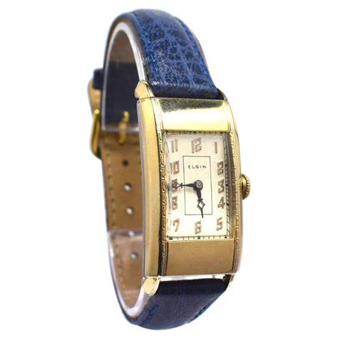 Superb Art Deco Gents Gold Plated Wrist Watch By Elgin Dated 1937