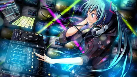 デスクトップ壁紙 アニメの女の子 ボーカロイド 初音ミク dj ミキシングコンソール スクリーンショット 1920x1080 px コンピュータの壁紙 1920x1080