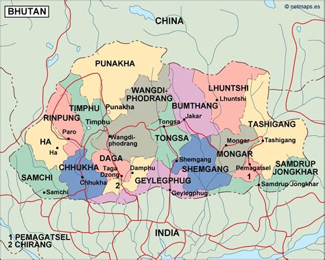 Bhutan Political Map Eps Illustrator Map Vector Maps