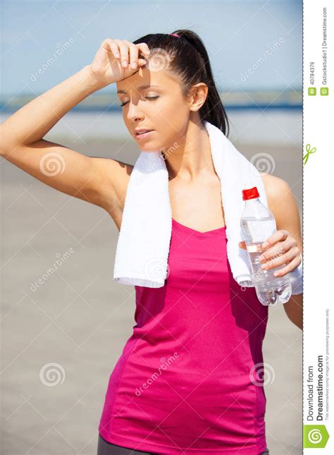 Relaxing After Jog Stock Image Image Of Drinking Exhaustion 40784379
