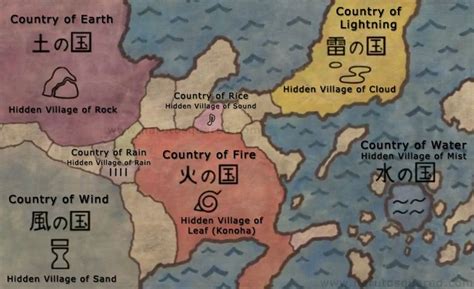 World Map And Locations Naruto World Map Naruto Shippuden Anime Naruto