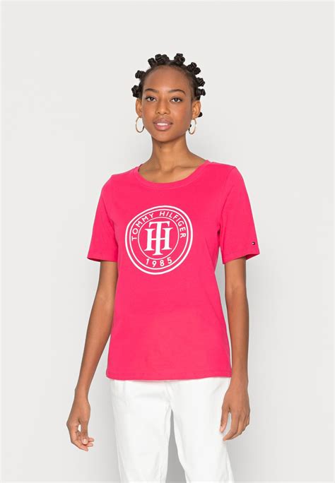 tommy hilfiger regular t shirt med print pink splendor ljusrosa