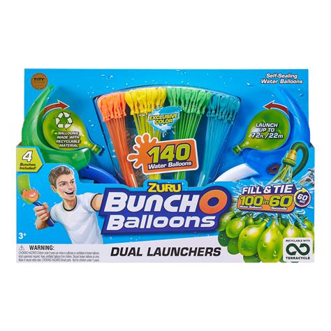 Bunch O Balloons 2 Launchers with 140 Rapid-Filling Self-Sealing Water Balloons by ZURU ...