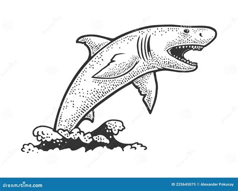 Shark Jumps Out Of Water Sketch Vector Stock Vector Illustration Of