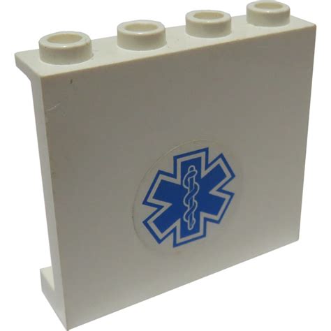 Lego Panel 1 X 4 X 3 With Emt Star Of Life Sticker With Side Supports