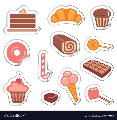 Stickers Of Sweets Royalty Free Vector Image Vectorstock