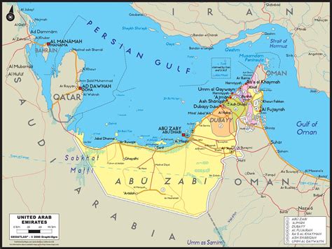 United Arab Emirates Political Wall Map