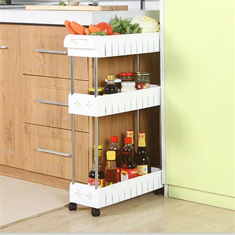 Measure the depth of your kitchen cabinet. 4 Layer Gap Kitchen Storage Rack Shelf Slim Slide Tower ...