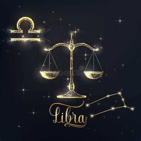 Gold Libra Zodiac Sign Poster With Scales Zodiac Figure Symbol Glyphs