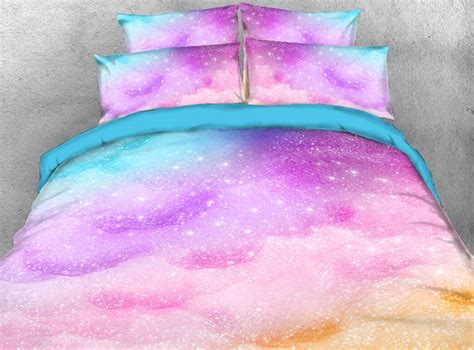 Pink And Blue 3d 4pcs Durable Galaxy Bedding Sets Galaxy Bedding Bedding Sets Duvet Covers