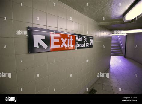 Exit Sign New York Subway Usa Stock Photo Alamy