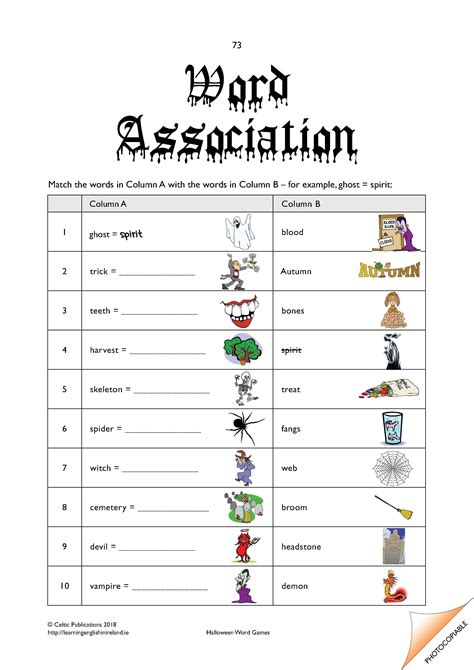 Word Association Worksheets