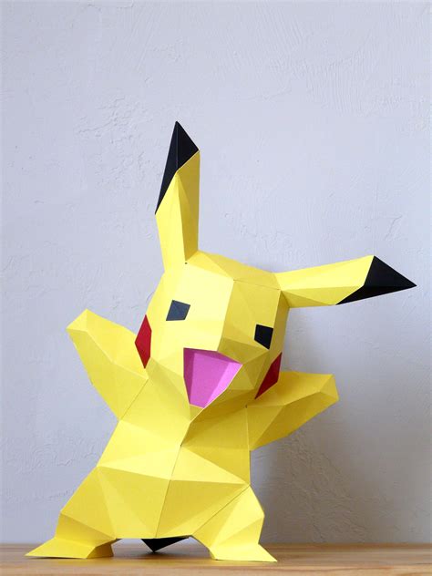 3d Papercraft Pokemon Pikachu Diy Templates Etsy Paper Crafts Porn