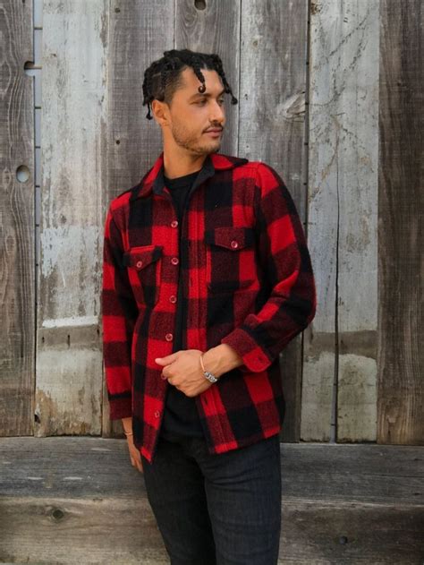 Vintage Wool Flannel Long Sleeve Flannel Comfy Flannel Red