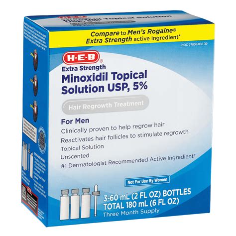 H E B Minoxidil For Men Extra Strength Hair Regrowth Treatment Shop