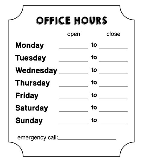 4 Best Free Printable Business Hours Sign Template
