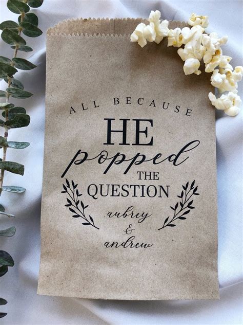He Popped The Question Popcorn Bags Wedding Favor Bag Etsy Wedding
