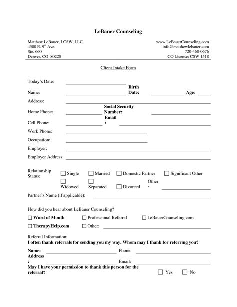 This form collects the information of clients with regard to their personal let them submit the intake form and never lose a potential client due to missed arrangements. New Client Intake Form Template #fOGiid - Clipart Kid