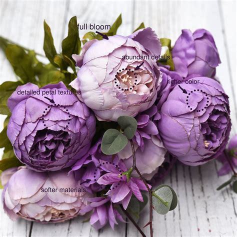 light purple silk peonies artificial flower bouquet fiveseasonstuff