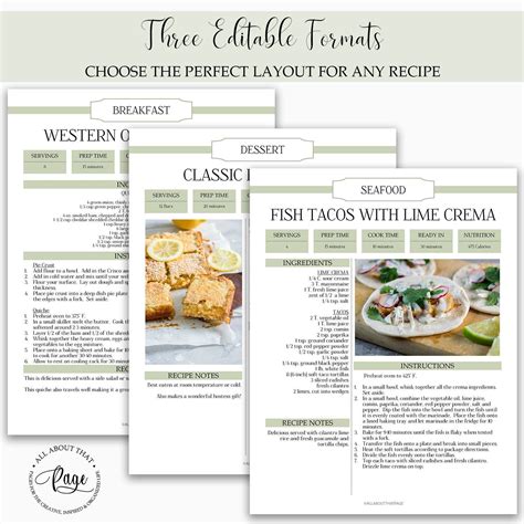 Editable Recipe Book Template Personalized Cookbook Printable Family Recipe Organizer Recipe