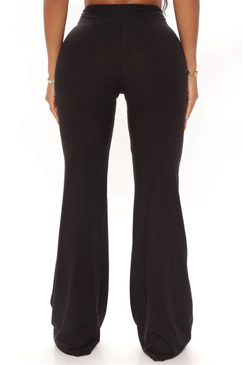 Opposites Attract Ribbed Flare Pant Black Fashion Nova Pants