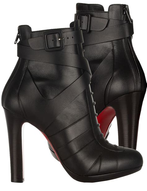Christian Louboutin Black Leather Ankle Boots Png Image Purepng