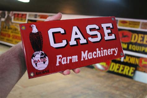 Case Farm Machinery Eagle Tractor Seed Feed Porcelain Metal Sign Gas