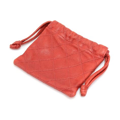 Chanel Vintage Chanel Red Quilted Leather Mini Pouch