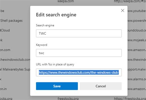 Search any website directly from the Chrome or Edge Address Bar