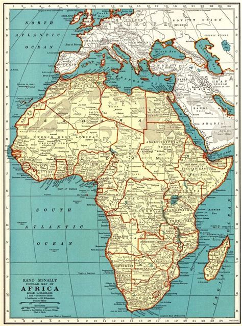 1940 Vintage Africa Map Antique Collectible Map Of Africa Gallery Wall