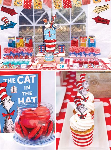 Styled by cristina la of my party design, out of sydney / australia; Quirky Dr. Seuss' Cat in the Hat First Birthday Party ...