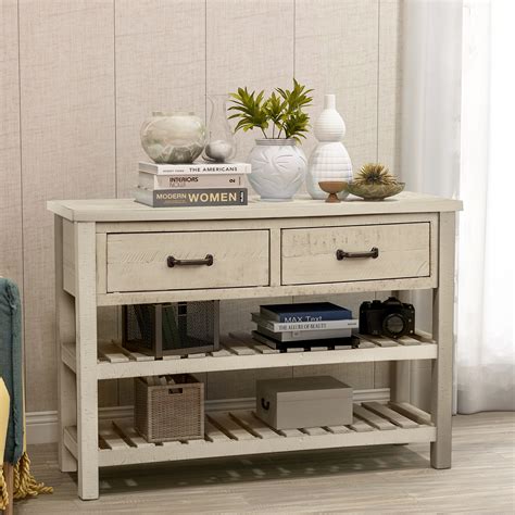 Sold and shipped by spreetail. Console Table with 2 Drawers, Retro Sideboard Buffet ...