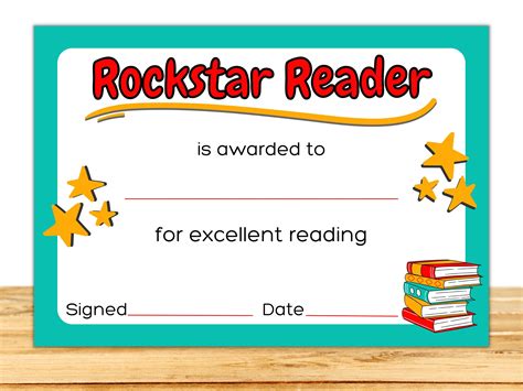 Rockstar Reader Certificate Printable Reading Award Award Certificate