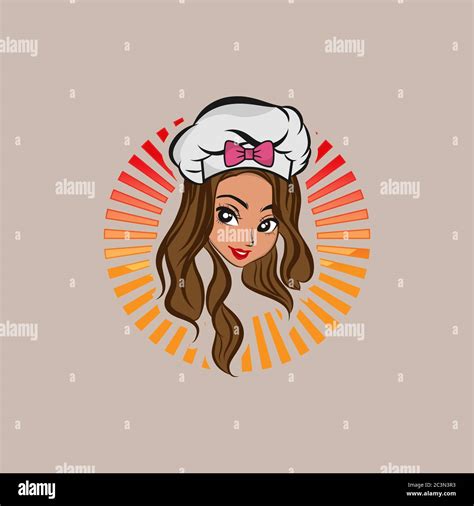 Chef Woman Mascot Character Logo Vectorbeautiful Chef Logo Girl Charactereps 10 Stock Vector