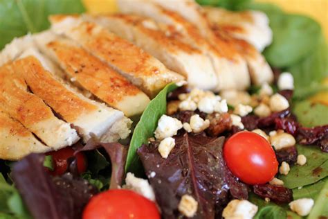 Grilled Chicken Salad W Goat Cheese Dried Cranberries Candied Walnuts