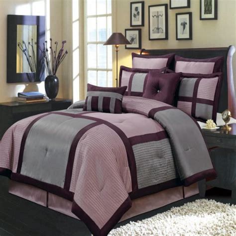 Sale Morgan Purple And Gray Queen Size Luxury 8 Piece Comforter Set