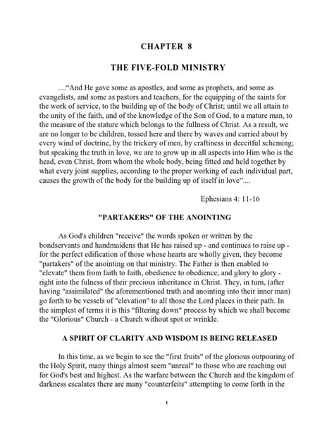 08 The Five Fold Ministry Pdf Pdf Revelation Anointing