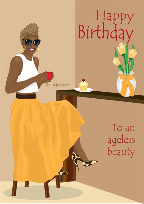 Birthday Women Beautiful Black Woman With A Head Scarf Card Happy