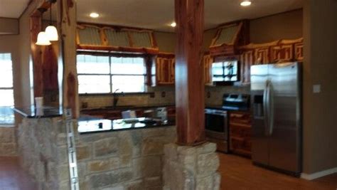 Let frontier kitchen & bath put cabinets & countertops in your home. Kitchen red cedar cabinets from modern frontier log furniture on fb 817 202 5131 | Log furniture ...